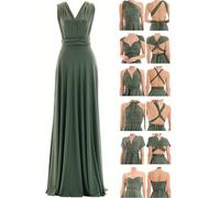 Juvell Abito da Damigella - Infinity Dress Maxi - Abiti da Sera - Top a Fascia Incluso - Vestito Donna Elegante - Boda-Bridesmaid-Baile - 1000 (40-44, Verde)