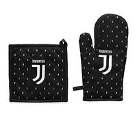 JUVENTUS 1 Set Guanto + 1 Presina da Forno, Nero, Cotone 50%, Poliester 50%, Set di 2 Presine da Forno