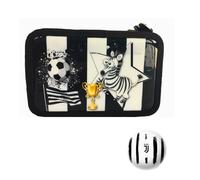 JUVENTUS Astuccio Scuola 3 Zip Triplo Scomparto Nero Bianco - OMAGGIO Pallina