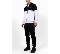 Juventus, Blusa Homewear in Felpa Garzata, Abbigliamento da Casa, Bianco e Nero con Logo della Juventus, in Cotone, Full Zip, Taglia L