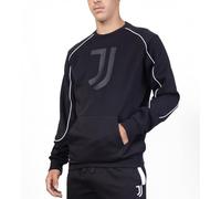 Juventus, Blusa Homewear in Felpa Garzata, Abbigliamento da Casa, Bianco e Nero con Logo della Juventus, in Cotone, Girocollo, Taglia S