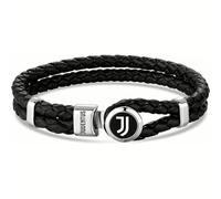 Lowell Bracciale in cuoio intrecciato con piastrina Juventus FC B-JB010ULN Nero Ufficiale