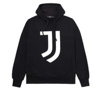 JUVENTUS Felpa Nera Uomo con Cappuccio e Logo Bianco Stampato - 100% Originale - 100% Prodotto Ufficiale (Taglia L)
