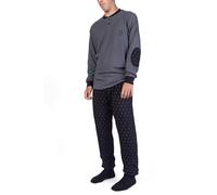 Juventus, Pigiama Serafino in Interlock di Cotone, Pigiama per Bambini o Ragazzi, 100% Cotone, Maglia più Pantalone, Grigio, con Logo della Juventus, 10 Anni