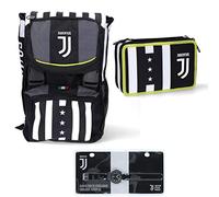 JUVENTUS Schoolpack 2020/2021 Zaino Seven Sdoppiabile con Astuccio 3 Zip Completo di Cancelleria e Orologio in Omaggio - 100% Originale - 100% Prodotto Ufficiale