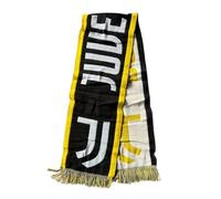 JUVENTUS Sciarpa Ufficiale Jacquard Nero/Bianco con Bordo Giallo e Frange, Invernale Unisex - 100% Acrilico