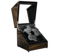 JuviPerpric Avvolgitore per orologi automatici, in legno con finitura in pianoforte, rotante, con funzione di arresto della copertura, sensore silenzioso, 3 cuscini, per donne e uomini, legno.