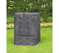 JUWEL Compostiera per tutto l'anno Bio 600 grigio antracite (capacità utile 600 l, per rifiuti da giardino e cucina, compostiera da giardino con valvola di riempimento con protezione antivento