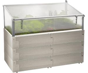 JUWEL Timber 20478 - Set combinato con aiuola rialzata, 130 x 60 cm, altezza 90/100 cm, capacità circa 360 l, alto isolamento termico, ventola per finestre, protezione dal vento