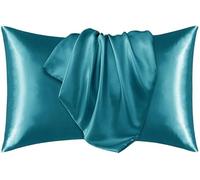 JUWENIN Federa in seta per capelli e pelle del viso per prevenire le rughe, con cerniera nascosta, set da 2 pezzi (verde acqua)