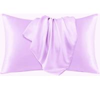 JUWENIN Federa in seta per capelli e pelle del viso per prevenire le rughe, con cerniera nascosta, set da 2 pezzi (lavanda)