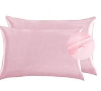Juwenin Home - Confezione da 2 federe per cuscino in pura seta di gelso, morbide, per capelli e pelle, con chiusura a busta (50 x 75 cm, Rosa)
