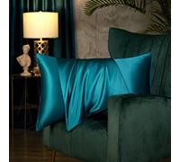 Juwenin Home Federa per cuscino, in seta di Gelso da 19 momme su entrambi i lati, morbida e traspirante, con cerniera nascosta, 1 pezzo, 100% pura seta naturale, colore verde acqua, 50 x 75 cm