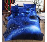 JUWENIN, set copripiumino da 3 pezzi, stampa a tema galassia 3D, comodo e morbido, 005, Singolo