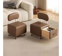 JUXDZISHW Marrone,Sgabello da Trucco Square con Contenitore, Girevole in Pelle PU e Ribaltabile, Puffo Imbottito con rotelle Sedia a Cubo Pouf Cassapanca Poggiapiedi Panche Contenitore