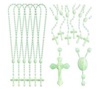 JUXINGDAZYF Rosario in plastica perlata luminosa al buio, 43,2 cm, rosario cattolico, set da 12 rosari, Plastica, Nessuna pietra preziosa