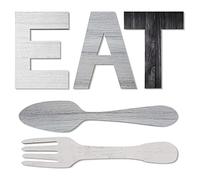 JUYAXIN 1 set EAT Forchetta Cucchiaio Segno Appeso Lettere in Legno Decorazione Della Parete Per Sala da Pranzo Country Art Lettere
