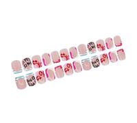 JUYAXIN 24 unghie artificiali con lettere stampate, corte e quadrate, per manicure, accessori facili da usare