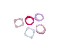 JUYAXIN 5PCS Acrilico Gradiente Marmorizzato Anelli Unici Disegni Ombres Impilabile Comfort Gioielli Donne Sua Acrilico Ombres Anelli Set, One Size, come descritto, come descritto