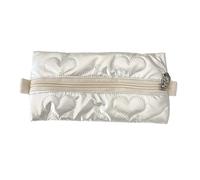 JUYAXIN Bowknot Pattern Pen Bag High Capacity Pencil Case Metallico Colore PU Borse Organizzatori Viaggio Cosmetico Matita Caso Grande Capacità, bianco, Love
