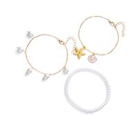 JUYAXIN Cavigliera per vacanze al mare, regolabile, multistrato, conchiglia, stelle marine, perline, decorazione, gioielli leggeri per il piede per le donne stratificazione in spiaggia vacanza