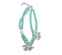 JUYAXIN Collana con perle a doppio strato, lunghezza regolabile, leggera, per clavicola, accessorio per il collo femminile, accessorio per abiti francesi retrò floreale, Misura unica, come descritto