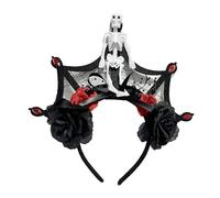 JUYAXIN Fatta a mano Scheletro Fascia Ragazza Strega Copricapo Scheletro Sangue Scuro Copricapo Masquerades Halloween Strega Party