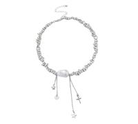 JUYAXIN Lunghezza modificabile Elaborata Catena con paillettes Decorazione a stella Accento Perline incoerenti Gioielli moderni per abbigliamento quotidiano Migliora la catena artistica moderna