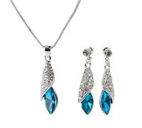 JUYAXIN Set di gioielli con ciondolo e collana e orecchini in lega, adatti per abbinamenti di stile, set di gioielli da sposa in cristallo, One Size, come descritto, come descritto