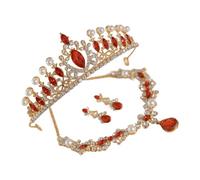 JUYAXIN Set di gioielli da sposa con strass scintillanti con corona, copricapo e orecchini, per matrimoni e feste di gala per occasioni speciali, One Size, come descritto, come descritto