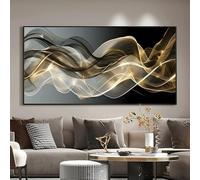 JUYIOPAX Modern abstract black and gold line canvas art suitable for wall decoration in the living room bedroom or hallway(65x125cm/Internal Frame)