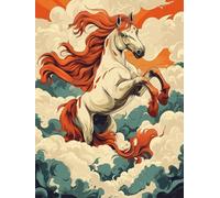 JUYIYUANFUZH Punto Croce Prestampato Cavallo Che Danza Tra Le Nuvole 3 Ricamo Starter Kit Per Principianti, Adulti E Bambini Decorazione Domestica 11CT 15.7 * 19.7In
