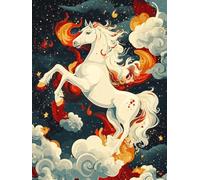 JUYIYUANFUZH Punto Croce Prestampato Cavallo Che Danza Tra Le Nuvole 4 Ricamo Starter Kit Per Principianti, Adulti E Bambini Decorazione Domestica 11CT 15.7 * 19.7In