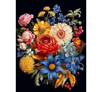 JUYIYUANFUZH Punto Croce Prestampato Fiore Che Sboccia 26 Ricamo Starter Kit Per Principianti, Adulti E Bambini Decorazione Domestica 11CT 15.7 * 19.7In