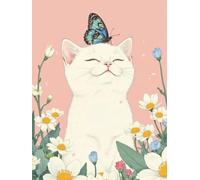 JUYIYUANFUZH Punto Croce Prestampato Gatto E Farfalla 1 Ricamo Starter Kit Per Principianti, Adulti E Bambini Decorazione Domestica 11CT 15.7 * 19.7In