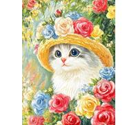 JUYIYUANFUZH Punto Croce Prestampato Gatto Rosa 2 Ricamo Starter Kit Per Principianti, Adulti E Bambini Decorazione Domestica 11CT 15.7 * 19.7In