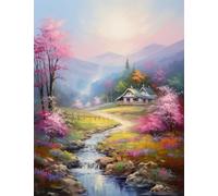 JUYIYUANFUZH Punto Croce Prestampato Ricamo Starter Kit Diy 11CT Campagna In Un Sogno 4 Punto Croce Kit Da Ricamare Principianti Hobby Creativi Adulti 40×50Cm
