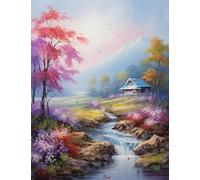 JUYIYUANFUZH Punto Croce Prestampato Ricamo Starter Kit Diy 11CT Campagna In Un Sogno 5 Punto Croce Kit Da Ricamare Principianti Hobby Creativi Adulti 40×50Cm