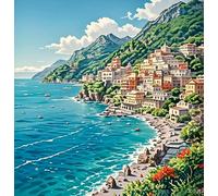 JUYIYUANFUZH Punto Croce Prestampato Ricamo Starter Kit Diy 11CT Città Di Mare 1 Punto Croce Kit Da Ricamare Principianti Hobby Creativi Adulti 40×50Cm