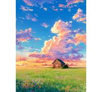JUYIYUANFUZH Punto Croce Prestampato Ricamo Starter Kit Diy 11CT Il Crepuscolo Cala Sul Prato A Punto Croce Kit Da Ricamare Principianti Hobby Creativi Adulti 40×50Cm