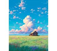 JUYIYUANFUZH Punto Croce Prestampato Ricamo Starter Kit Diy 11CT Il Crepuscolo Cala Sul Prato B Punto Croce Kit Da Ricamare Principianti Hobby Creativi Adulti 40×50Cm