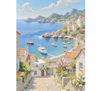 JUYIYUANFUZH Punto Croce Prestampato Ricamo Starter Kit Diy 11CT Romanticismo Sull'Isola B Punto Croce Kit Da Ricamare Principianti Hobby Creativi Adulti 40×50Cm