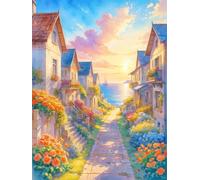 JUYIYUANFUZH Punto Croce Prestampato Ricamo Starter Kit Diy 11CT Sentiero Fiorito 1 Punto Croce Kit Da Ricamare Principianti Hobby Creativi Adulti 40×50Cm
