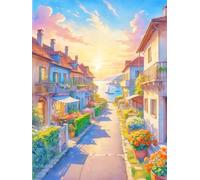JUYIYUANFUZH Punto Croce Prestampato Ricamo Starter Kit Diy 11CT Sentiero Fiorito 2 Punto Croce Kit Da Ricamare Principianti Hobby Creativi Adulti 40×50Cm