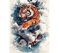 JUYIYUANFUZH Punto Croce Prestampato Tigre Che Danza Tra Le Nuvole 1 Ricamo Starter Kit Per Principianti, Adulti E Bambini Decorazione Domestica 11CT 15.7 * 19.7In