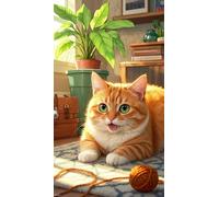 JUYIYUANFUZH Punto Croce Prestampato Un Soffice E Paffuto Gatto Arancione Tigrato 1 Ricamo Starter Kit Per Principianti, Adulti E Bambini Decorazione Domestica 11CT 15.7 * 19.7In