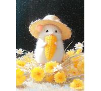 JUYIYUANFUZH Punto Croce Prestampato Un Topo Che Ama Il Mais 3 Ricamo Starter Kit Per Principianti, Adulti E Bambini Decorazione Domestica 11CT 15.7 * 19.7In