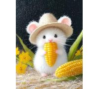 JUYIYUANFUZH Punto Croce Prestampato Un Topo Che Ama Il Mais 5 Ricamo Starter Kit Per Principianti, Adulti E Bambini Decorazione Domestica 11CT 15.7 * 19.7In