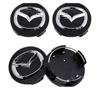 JUZELY 4 Pezzi coprimozzo per Mazda 2 3 5 6 MX5 MX30 CX3 CX30 CX5 50 7 8 9 RX8 56mm, Coprimozzo Ruota Cerchi coprimozzo per mozzi con Emblemi Coprimozzo Centrale Ruota di Ricambio Accessori,Black