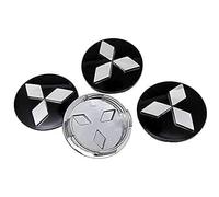 JUZELY 4 Pezzi coprimozzo per Mitsubishi Pajero Sport 58/60/81MM, Coprimozzo Ruota Cerchi coprimozzo per mozzi con Emblemi Coprimozzo Centrale Ruota di Ricambio Accessori,60mm-Black